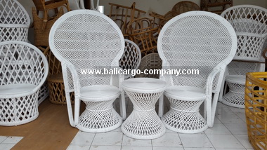 white rattan chair