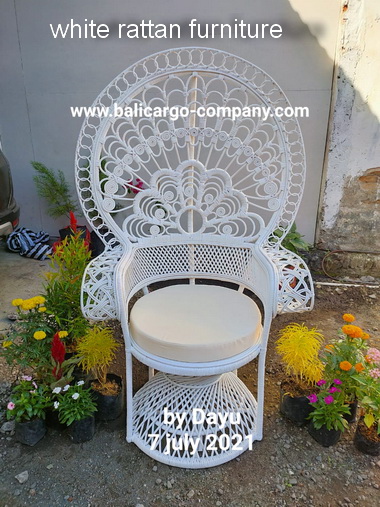 white rattan chair
