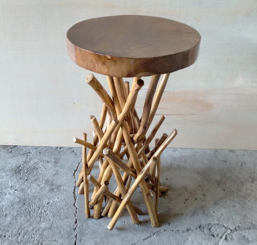 tribal wood stool